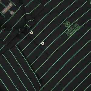 St Andrews Links Old Course Golf Shirt Mens Large Black Stripe Peter Millar